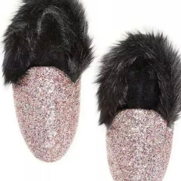 Victoria's Secret Shoes - Victoria Secret glitter fur slippers.